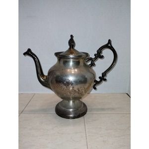 Birmingham BSC Crown Silver Over Copper Vintage Tea Pot With Attached Lid